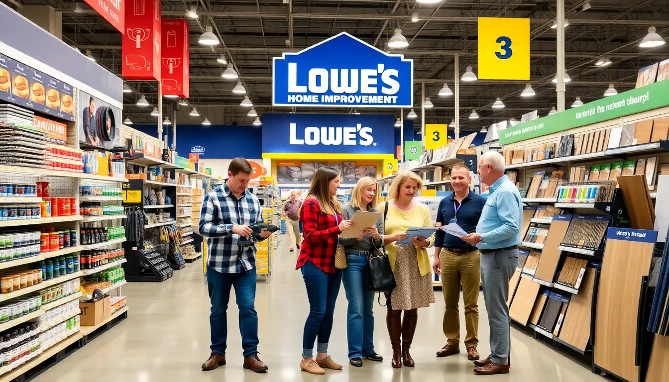 customers exploring products at Lowe's home improvement store.